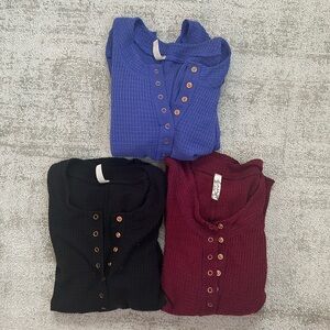 SET OF 3 like new- Free People One of the Girls Henleys